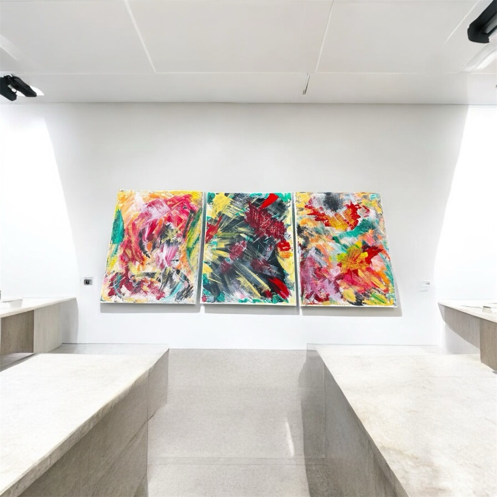 Vibrant Abstract Canvas Triptych